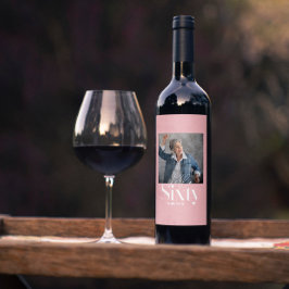 Etiqueta Para Botella De Vino Moderno minimalista simple gentil rosa 60 cumpleañ