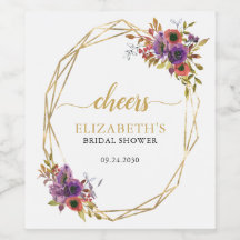 Moderno Morple Gold Floral Cheque Bridal Shower
