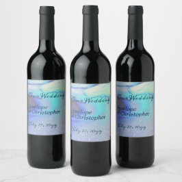 Etiqueta Para Botella De Vino Moderno Ocean Water Blue Abstract Beach Wedding