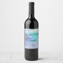 Etiqueta Para Botella De Vino Moderno Ocean Water Blue Abstract Beach Wedding
