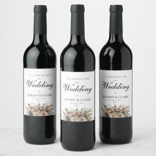 Etiqueta Para Botella De Vino Moderno Script Minimalista Simple Elegante Chic