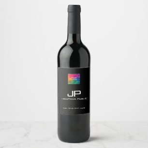 Etiqueta Para Botella De Vino Moderno y elegante Monograma Nombres Plantilla sim