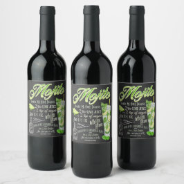 Etiqueta Para Botella De Vino Mojito Cocktail Receta