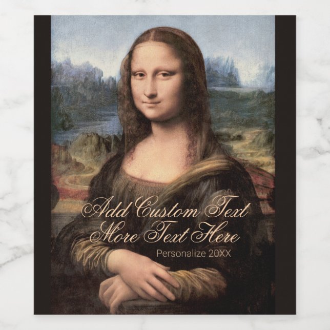 Etiqueta Para Botella De Vino Mona Lisa Portrait Add Brand Name and Year (Etiqueta única)