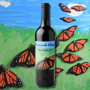 Etiqueta Para Botella De Vino Monarch Wine Butterfly Folk Art