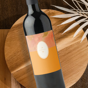 Etiqueta Para Botella De Vino Monograma Boda de amapola rosa de flor silvestre
