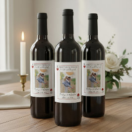 Etiqueta Para Botella De Vino Monograma Boda de tarjetas de reproducción Foto Gu