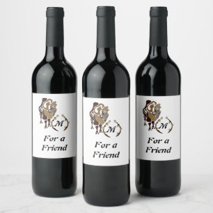 Etiqueta Para Botella De Vino Monograma capilar capilar caprichoso