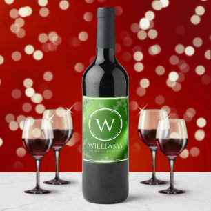 Etiqueta Para Botella De Vino Monograma de copos de nieve de Relieve metalizado 