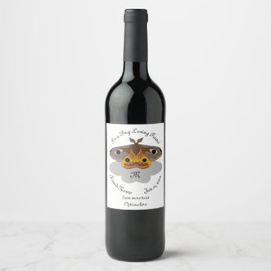Etiqueta Para Botella De Vino Monograma de emperador colorido