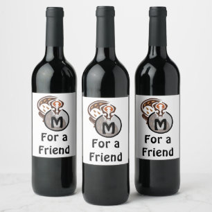 Etiqueta Para Botella De Vino Monograma de gatos tribales malasios