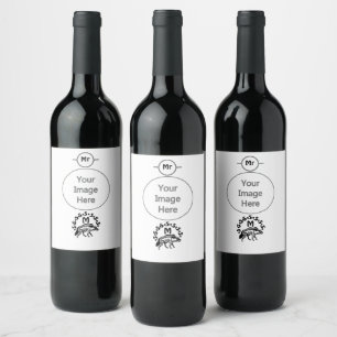 Etiqueta Para Botella De Vino Monograma de Hiena Rayada Tribal