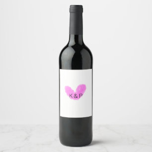 Etiqueta Para Botella De Vino Monograma de la letra de la pareja del boda del co
