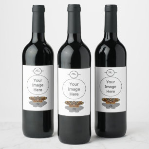 Etiqueta Para Botella De Vino Monograma de la polilla Brahmin