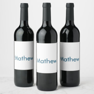 Etiqueta Para Botella De Vino monograma de letra inicial simple añade tu nombre