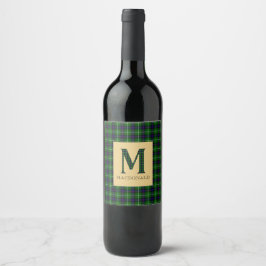 Etiqueta Para Botella De Vino Monograma de MacDonald Tartan M