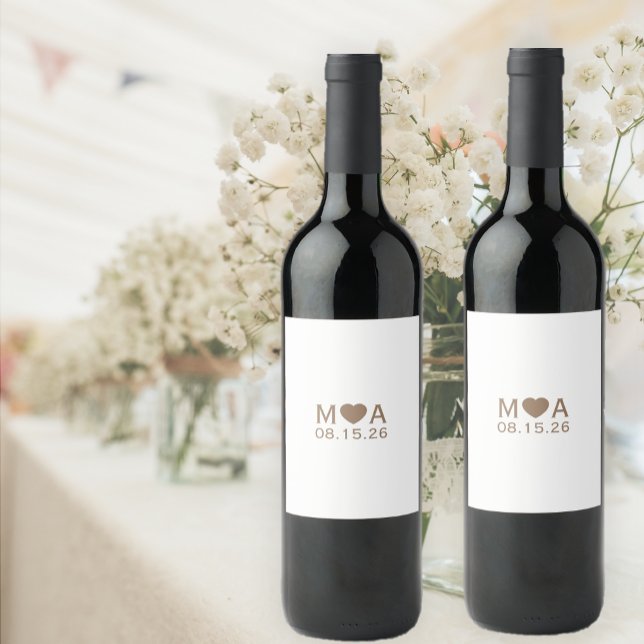 Etiqueta Para Botella De Vino Monograma de pareja de bodas (Subido por el creador)