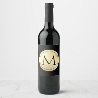 Etiqueta Para Botella De Vino Monograma de Relieve metalizado dorado