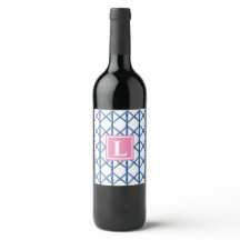 Monograma del patrón de bambú del barril azul prep