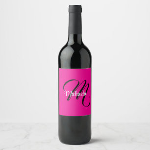 Etiqueta Para Botella De Vino Monograma inicial de nombre moderno minimalista ro