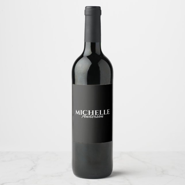 Etiqueta Para Botella De Vino Monograma moderno simple (Anverso)