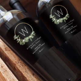 Etiqueta Para Botella De Vino Monograma Navidades personalizados de la corona mo