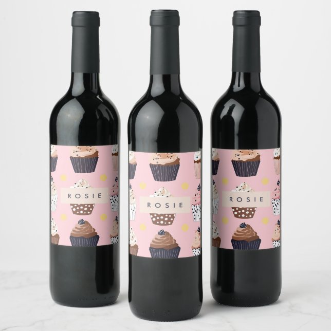Etiqueta Para Botella De Vino Monograma pastel dulce personalizado (Botellas)