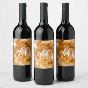 Etiqueta Para Botella De Vino Monograma Personalizado con Piedra de Nacimiento C