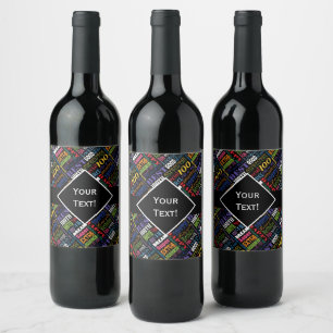 Etiqueta Para Botella De Vino Monograma personalizado de la fiesta de cumpleaños