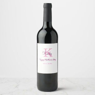Etiqueta Para Botella De Vino monograma simple minimalista día de la madre nombr