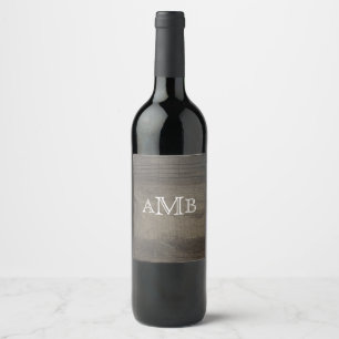 Etiqueta Para Botella De Vino Monogrammed Wood-Look