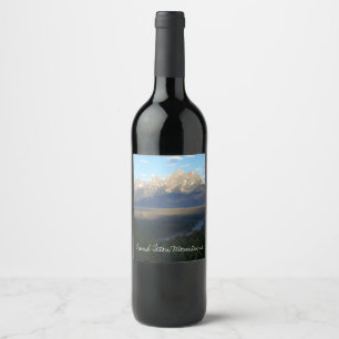 Etiqueta Para Botella De Vino Montañas Jackson Hole (Parque Nacional del Gran Te