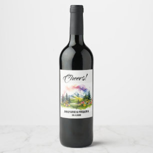 Etiqueta Para Botella De Vino Montañismo y flor silvestre