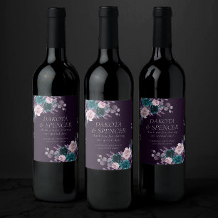 Etiqueta Para Botella De Vino Moody Boho   Ogavante oscuro morado y favor Verde 
