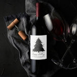 Etiqueta Para Botella De Vino Moody Merry Christmas | Onyx Silvery Charcoal Tree<br><div class="desc">¡Es la época del año para decorar y entretener! Moderno, oscuro y monótono árbol de vacaciones abstracto y con letras a mano "Feliz Navidad" con una rica y lujosa paleta. Este elegante diseño festivo cuenta con un llamativo árbol de Navidad brillante con una bandeja de pintura friki realzada con un...</div>