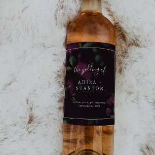 Etiqueta Para Botella De Vino Moody Purple Blogs   Boda de patrón negro
