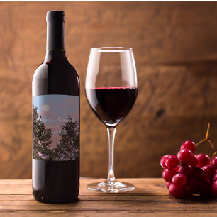Etiqueta Para Botella De Vino Moonrise in Pink Sky Photo Personalizada