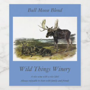 Etiqueta Para Botella De Vino Moose Deer (Moose - Alces alces) de Audubon