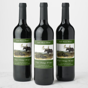 Etiqueta Para Botella De Vino Moose Deer (Moose - Alces alces) de Audubon