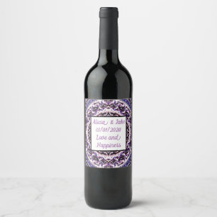 Etiqueta Para Botella De Vino Morado Mandala Wine Lable