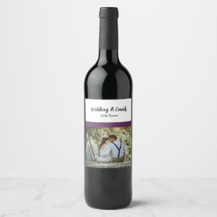 Etiqueta Para Botella De Vino morado y blanco boda
