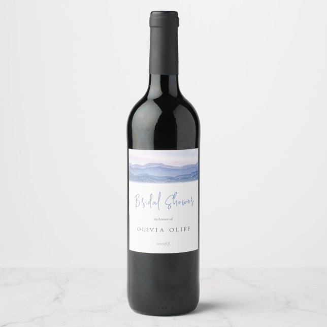 Etiqueta Para Botella De Vino Morple Mountains Bridal Shower (Anverso)
