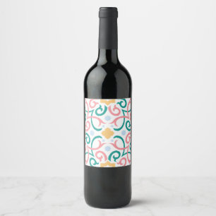 Etiqueta Para Botella De Vino Mosaico/pastel/primavera