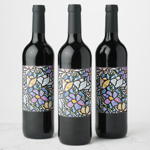 Etiqueta Para Botella De Vino Mosaicos Florales