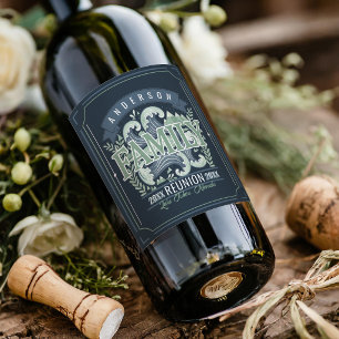Etiqueta Para Botella De Vino Motivo de Reunión Familiar en Lago de Montañas ID1