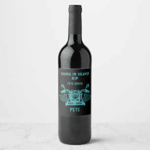 Etiqueta Para Botella De Vino Motociclista Funeral Motocicleta En Memoria