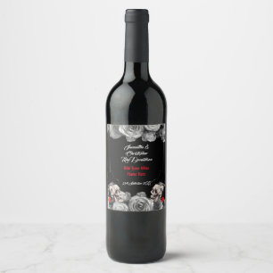 Etiqueta Para Botella De Vino Motociclista gótico o boda negro con tema de rock