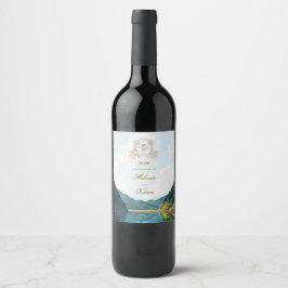 Etiqueta Para Botella De Vino Mountain Valley View Wedding Wine Label