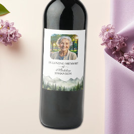 Etiqueta Para Botella De Vino Mountains and Trees Celebration Of Life Funeral