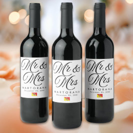 Etiqueta Para Botella De Vino Mr and Mrs Personalized Sicilian Wedding